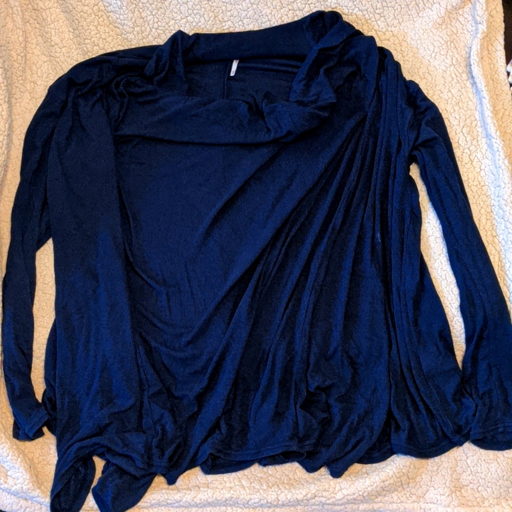 Free people navy long sleeve cow neck top/sweater